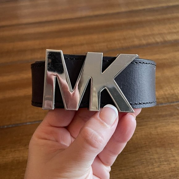 Michael Kors Accessories - Michael Kors MK Logo Black Leather Belt Style 552391R Size Small